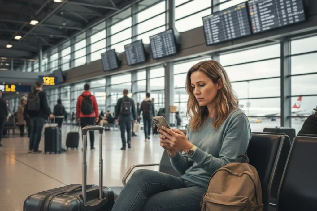 Estrés al resolver imprevistos durante viaje internacional