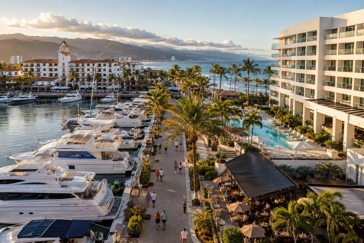 Marina Vallarta y Zona Hotelera con resorts, playa y servicios turísticos